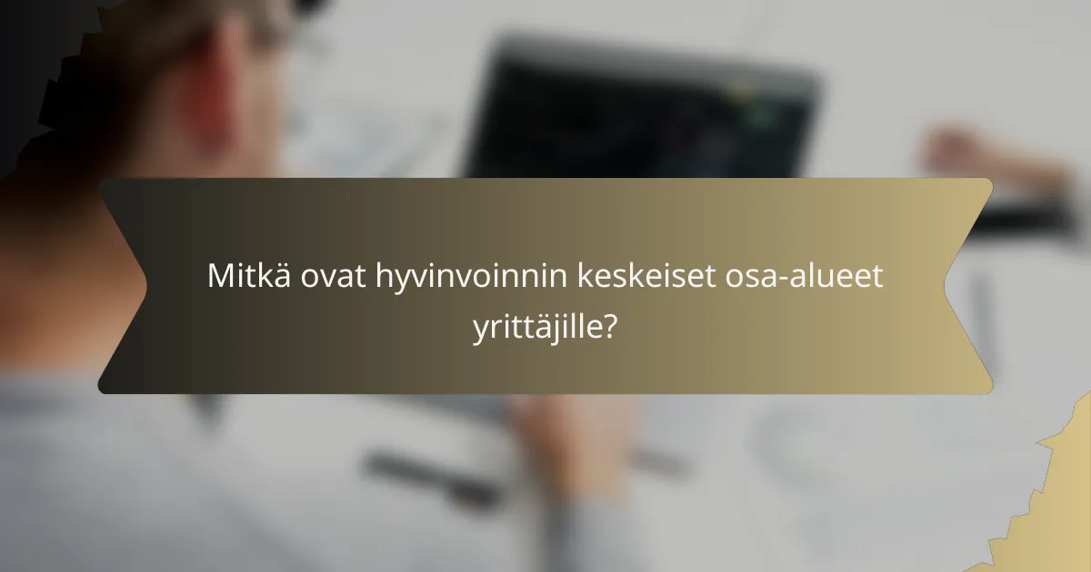 Mitkä ovat hyvinvoinnin keskeiset osa-alueet yrittäjille?